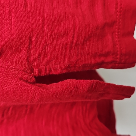 J.Jill Women's Red Embroidered Knit Cotton Button-down Blouse/Tunic Women's M - Picture 8 of 10